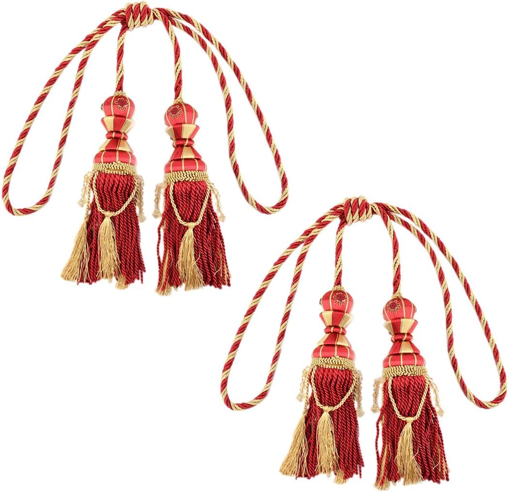 Nylon Home Tassel Beads Decor Window Holdback Ornament Tie Back Pair Red (id: 15b 189 cf0 5fc 57c