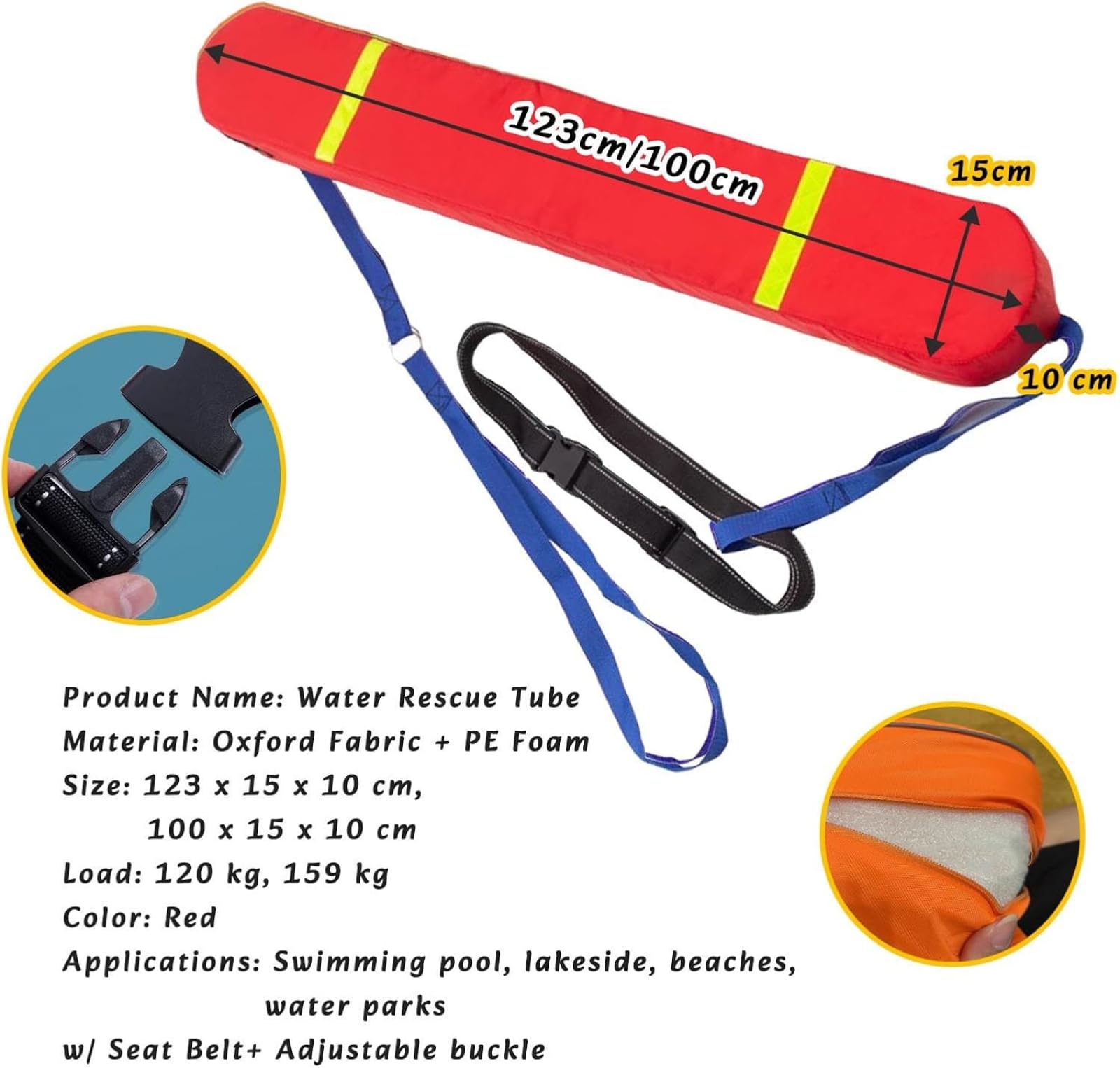 Lifeguard Rescue Tube – Bouée de sécurité imperméable très visible pour la natation en eau libre et le sauvetage d'urgence