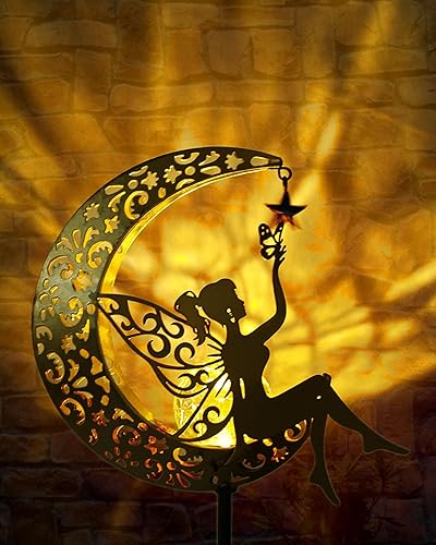 Miniatura 8 de Estatuas solares de jardín para decoración al aire libre, estatuilla de luna de hadas, adorno de inauguración de la casa para patio, césped, patio,