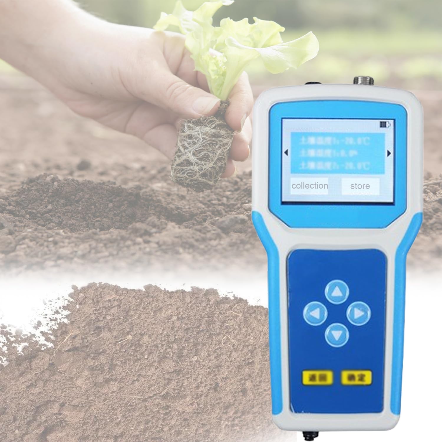 Humidimètre du sol, mesure la température -20 °C ~ 80 °C, mesure l'humidité 0 ~ 100 %, l'humidité du sol/température des plantes, intensité de la lumière du soleil, écran LCD rétroéclairé, pour jardin