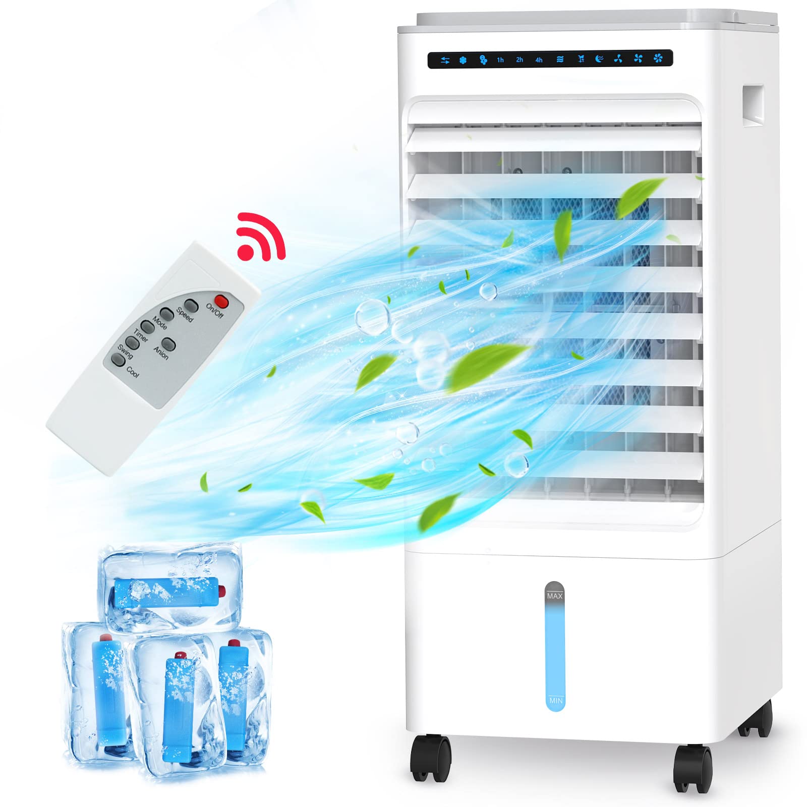 Kidopp Portable Air Conditioner, 4 in 1 Air Conditioner Fan/Portable Air Conditioners, 5L Evaporative Air Cooler with 3 Mo...