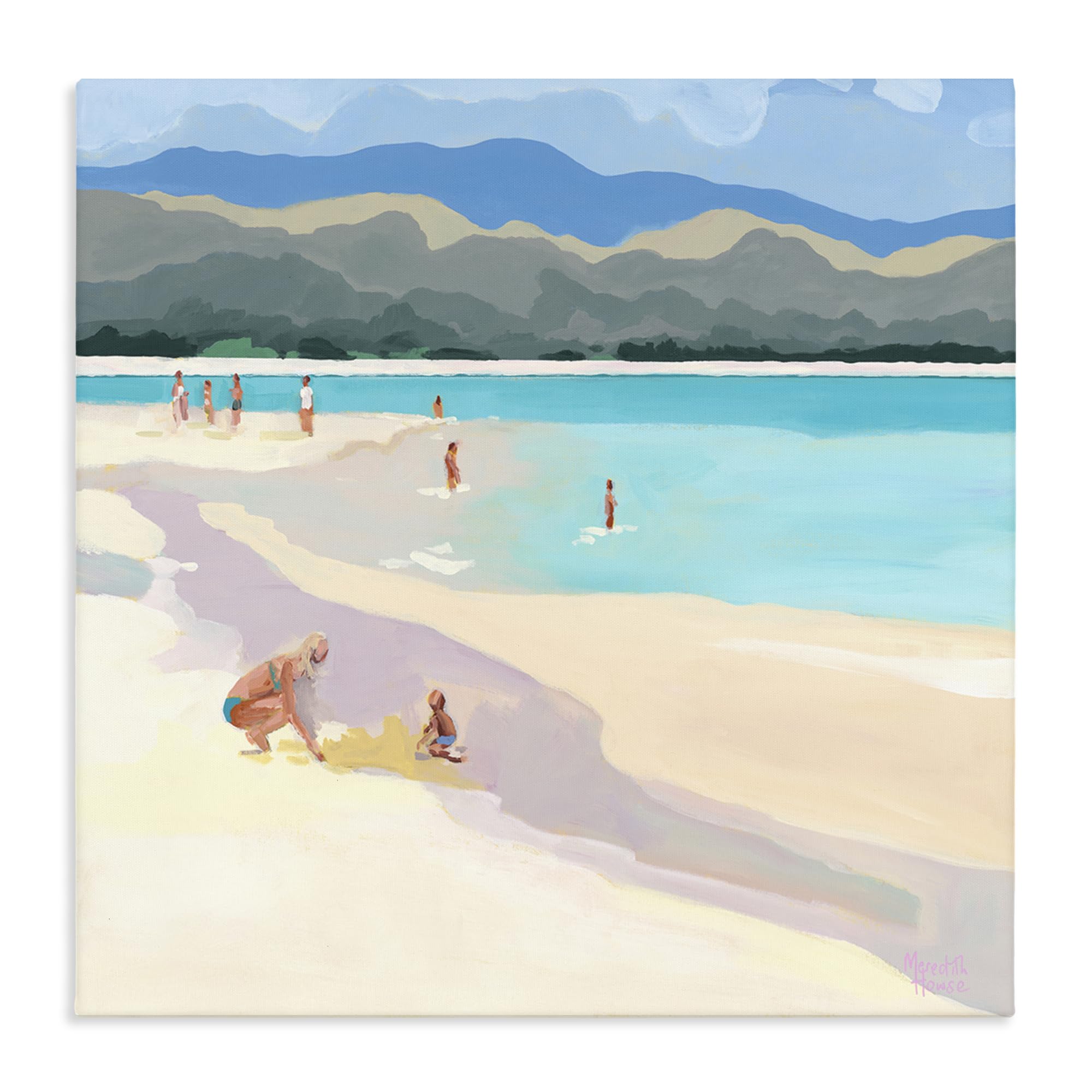Stupell Industries 'Mother & Child Beach Scene', Canvas Art, 36 x 36 Inches, Easy to Hang and Sturdy, Made in USA, by Meredith Howse