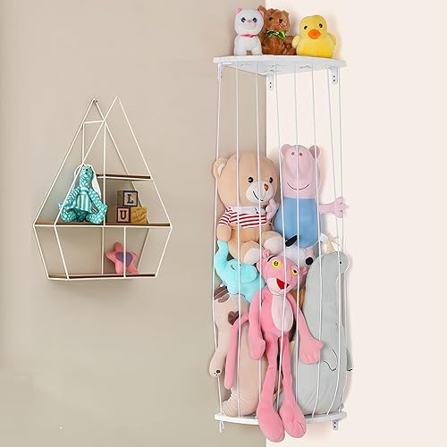Miniatura 3 de Soporte de madera para almacenamiento de animales de peluche con patrón de estrella, longitud ajustable, grande, organizador de juguetes de peluche