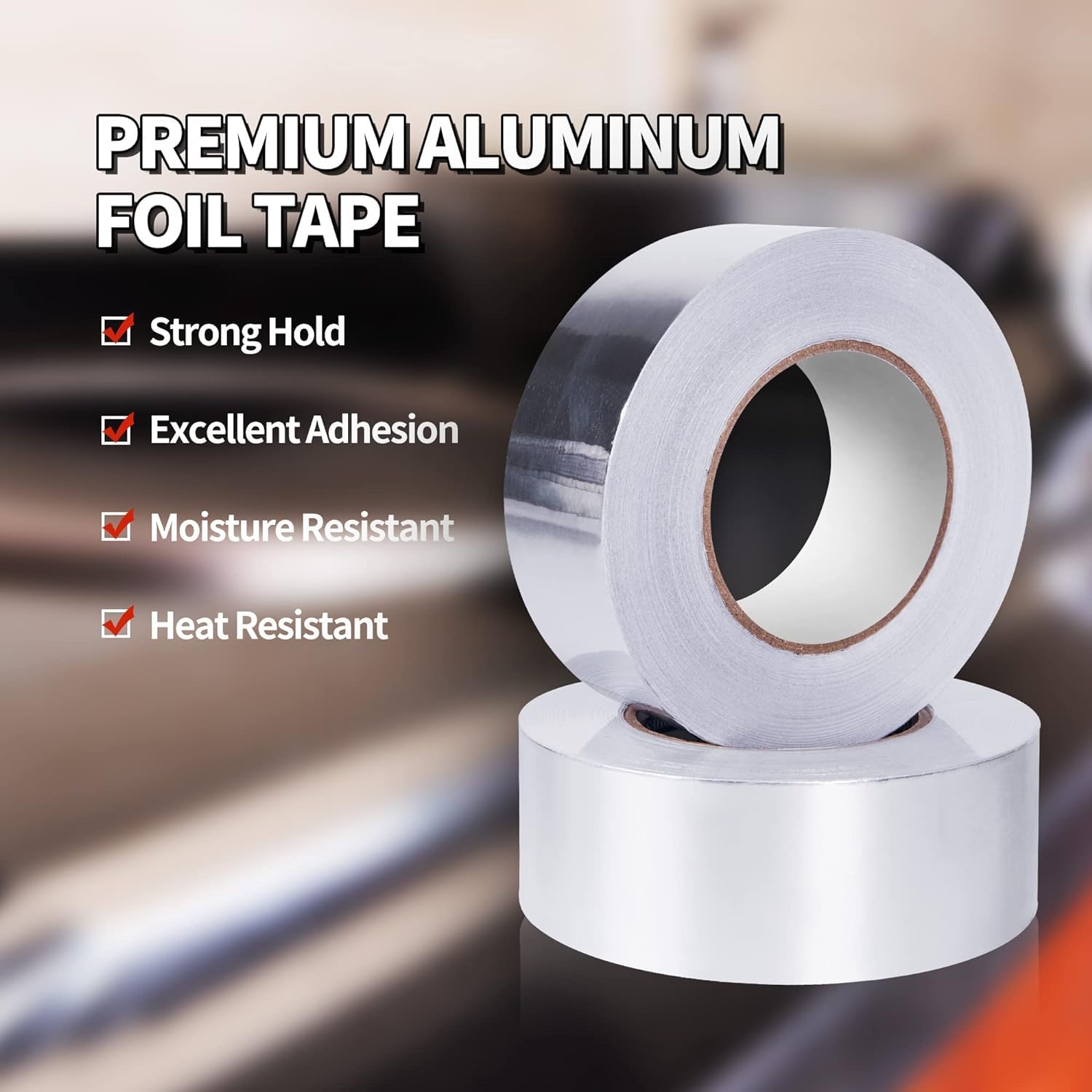 TAPEBEAR 6 Rolls Aluminum Foil Tape, Aluminum Air Duct Tape, Withstand 80°C to 100°C, Heat Resistant Tape Insulation Tape for HVAC, Sealing & Patching, Metal Repair, 2inch x 50yard