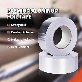 TAPEBEAR 6Rolls Aluminum Foil Tape Silver Air Duct Tape 2 x 50Yard | Withstand 176F to 212F, Heat Resistant Tape for HVAC, Insulation Sealing, Metal Patching Repairing