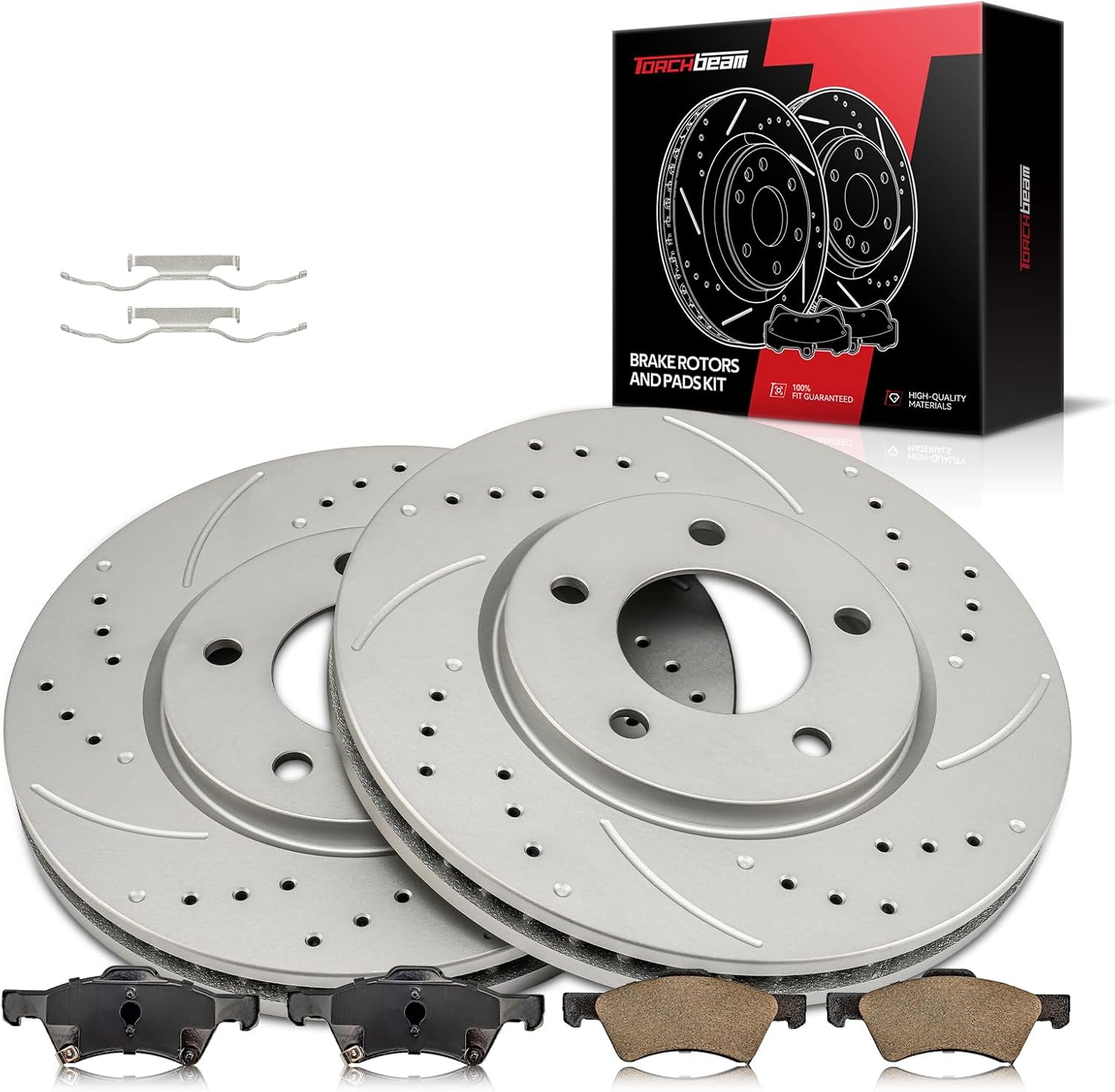 Torchbeam 280.9mm(11.05 inch) Front Brake kit| Brake Pads and Rotors Kit Compatible with 2001-2007 Dodge Grand Caravan Disc/Drum;Town&Country Disc;Disc Brake Rotors+Ceramic Pads Kit,6pcs,53004 D857
