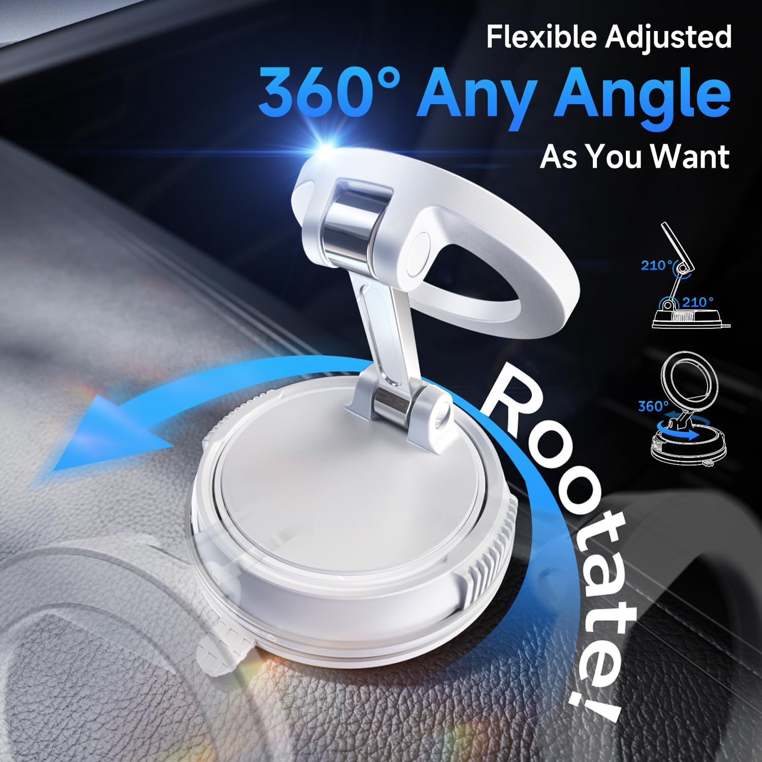 ANDERY Car Phone Holder for Magsafe [78+LBS Strongest Suction & 2400gf Strongest Magnetic] 360° Adjustable Car Phone Mount, Phone Holders for Your Car for iPhone 17-12 Pro Max Air Plus ((White) view 5