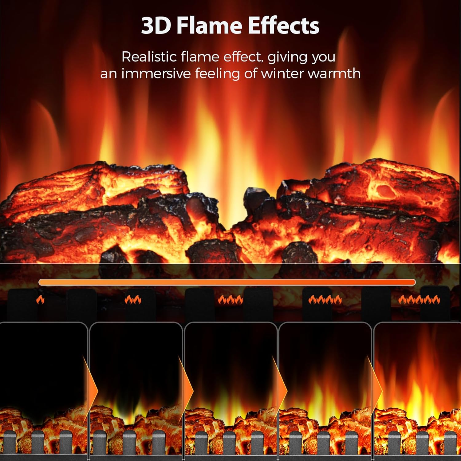 Kismile Electric Fireplace Stove,1500W Infrared Fireplace Heater with 3D Realistic Flame,Overheating Protection,22inch Portable Freestanding Electric Fireplace for Indoor Use