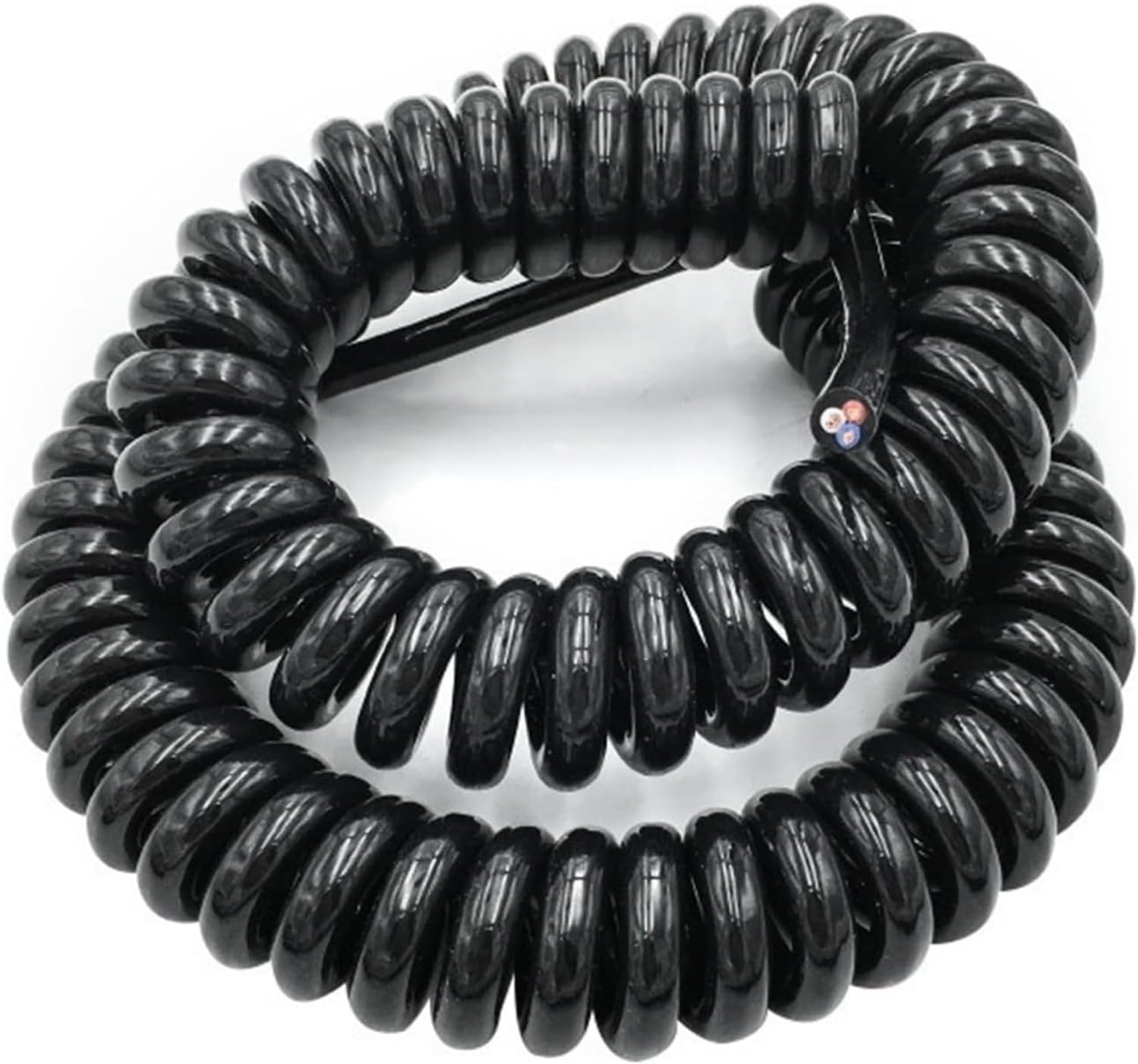 Retractable Spring Coiled Extension Cord ， 3 Core Electric Extensible Cable 0.5mm Square 2.5 Meters 7. Black Power(3 Core 14awg,Line Length 5 Meter)