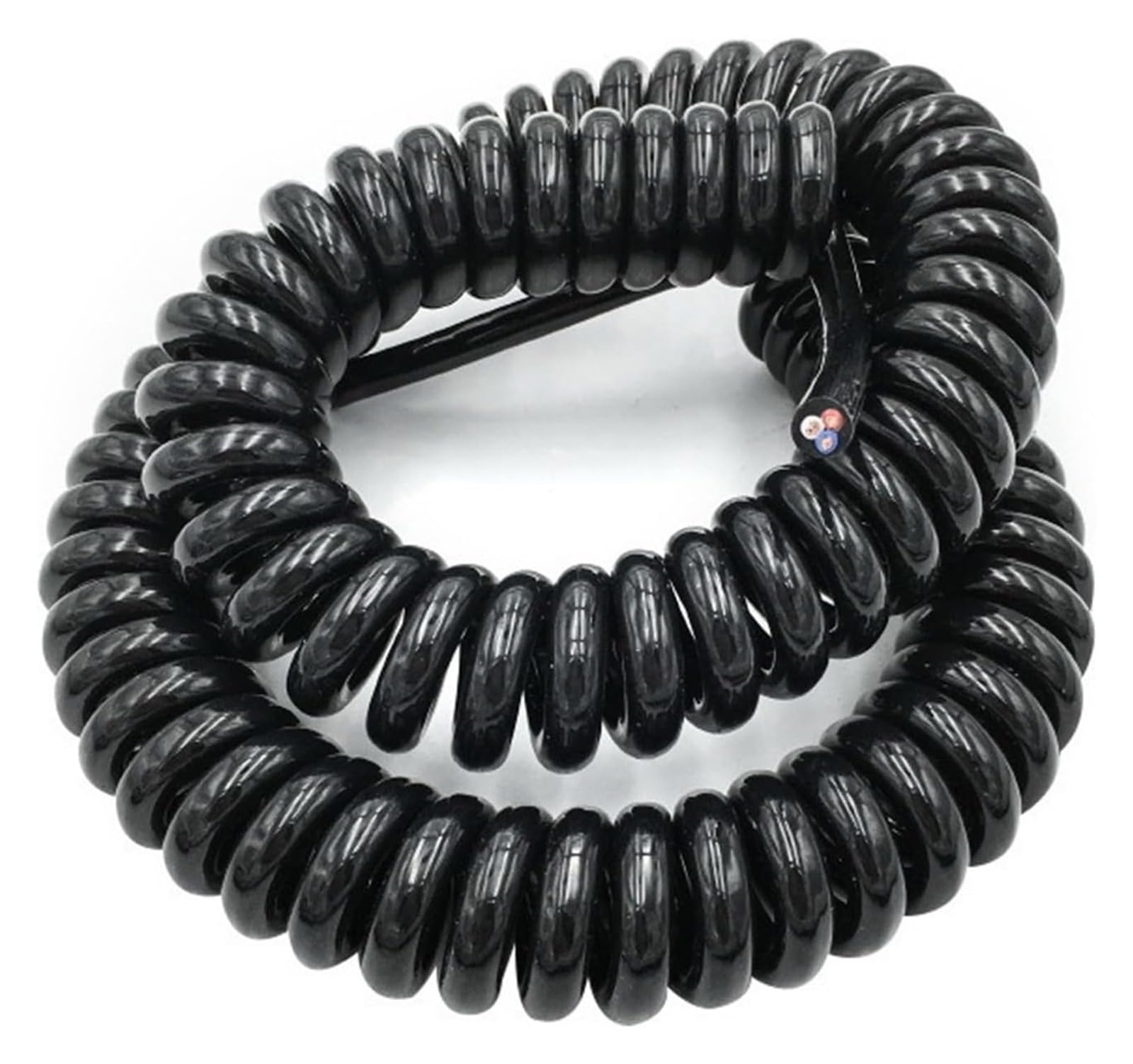Coiled mains Flex Curly Spring Cord, 3 Core Electric Extensible Cable 0.5mm Square 2.5 Meters 5 Meters 7.5 Meters Black Power Cord Spring(3 Core 20awg,Line length 7.5 meter)