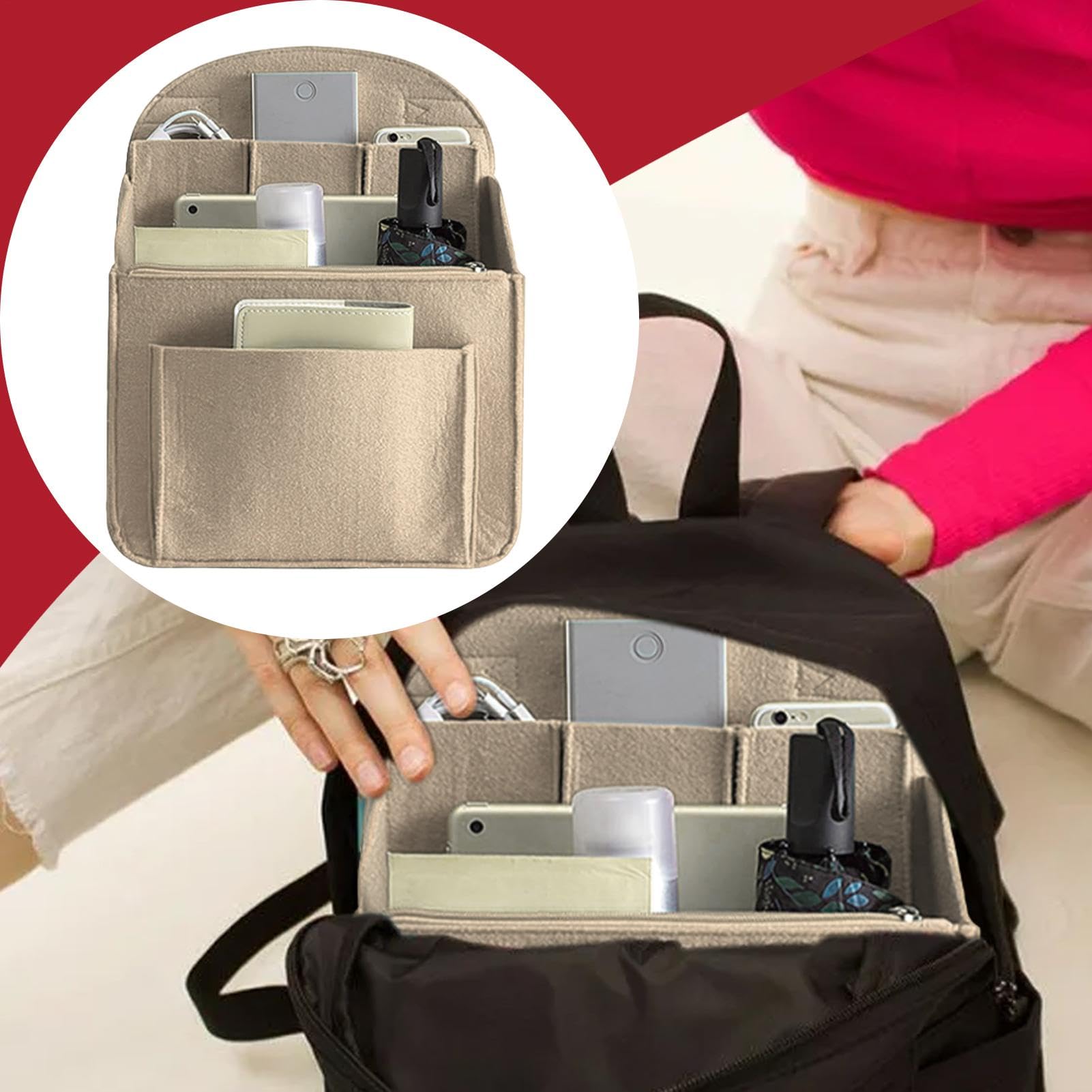Organisateur De Sac à Dos Avec Multi-Poches – Insert Voyage En Feutre Léger Pour Sac à Bandoulière