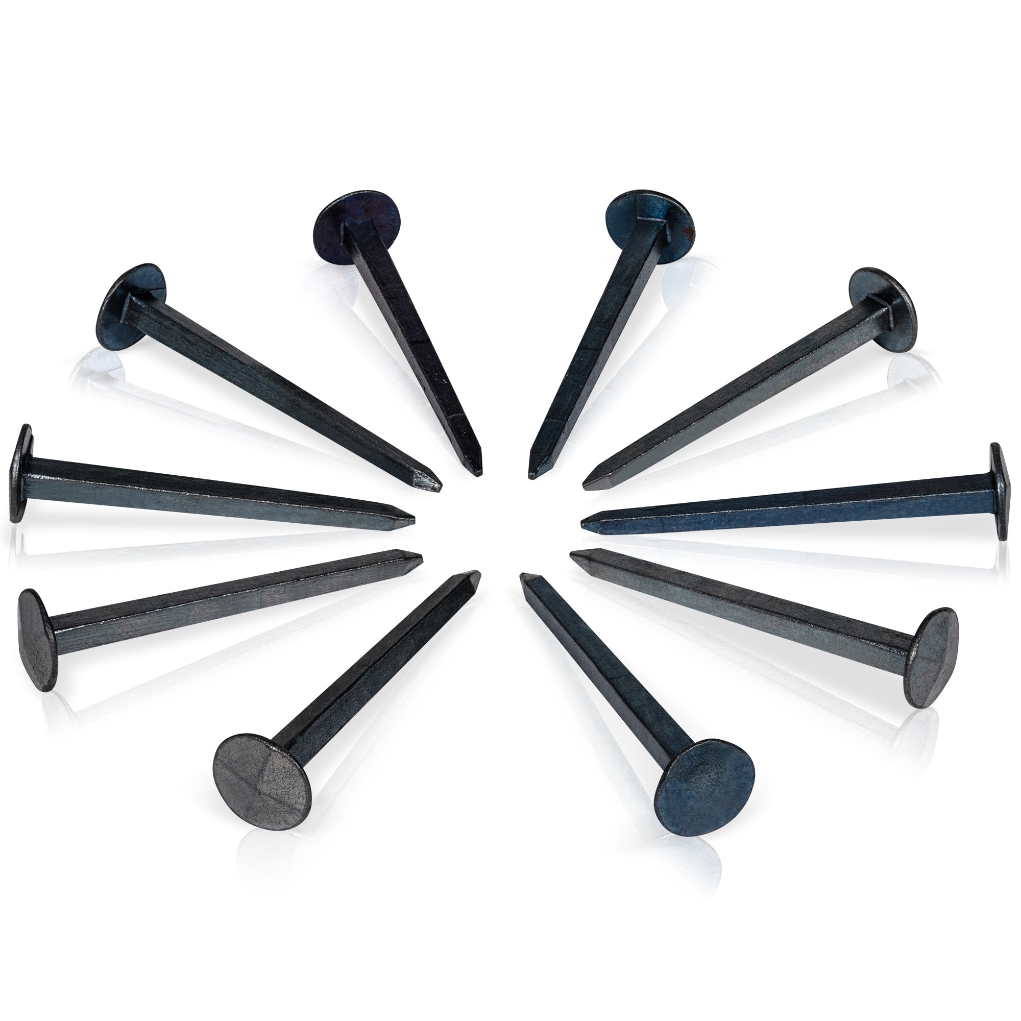 Lot de 10 clous d'ancrage, 60 mm de long, forgés, aspect vieilli, surface bleu-noir