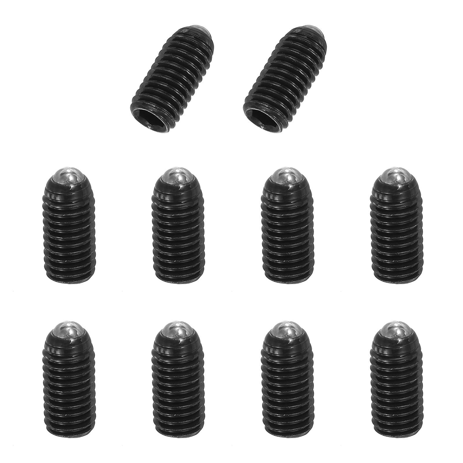 PATIKIL M8x16mm Ball Point Set Screws, 10 Pcs Carbon Steel Hex Socket Spring Plungers Grub Screw for Industrial Machine Home Furniture Workplaces, Black