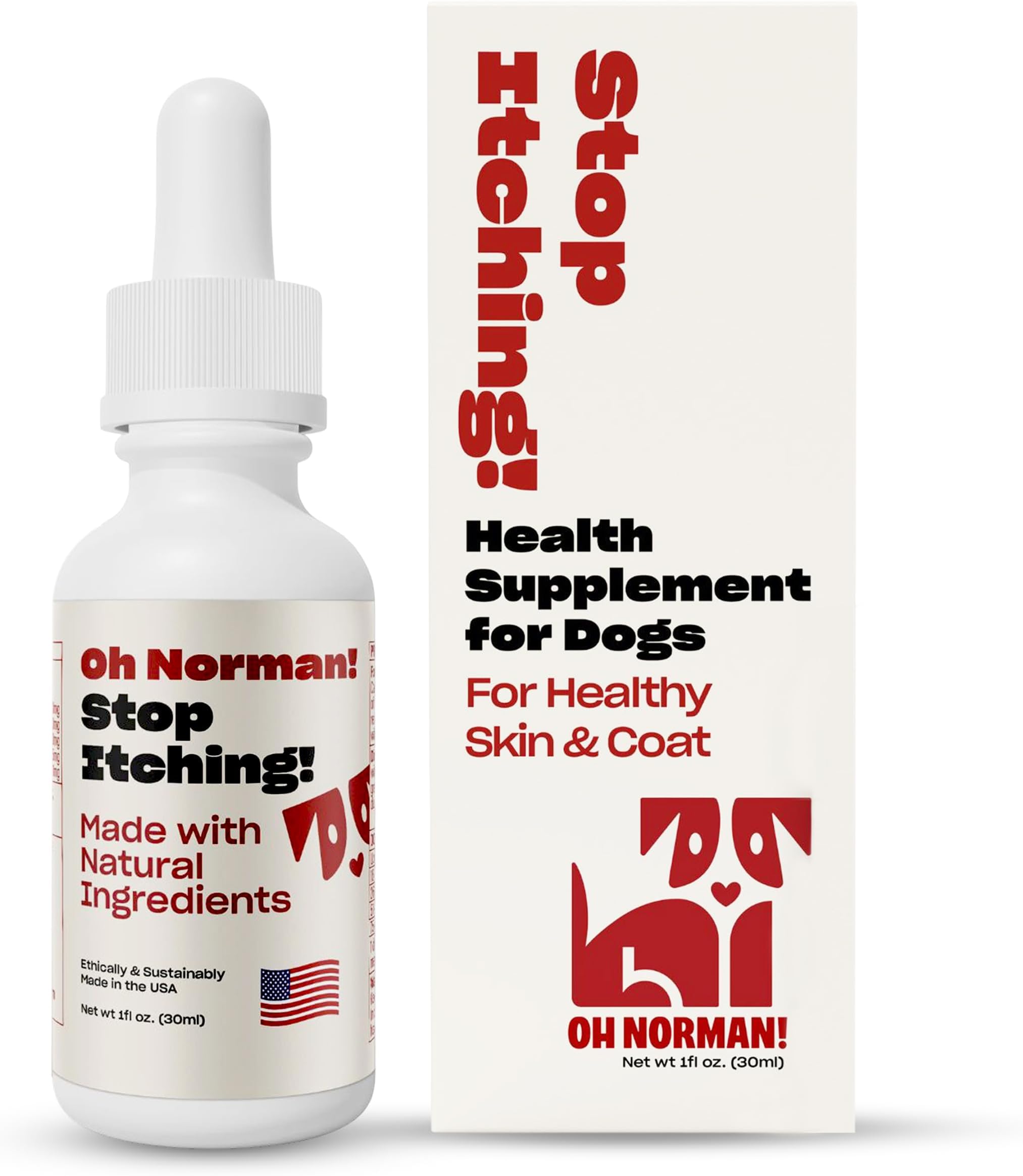OH NORMAN! Stop Itching by Kaley Cuoco, All-Natural Itch Relief Supplement for Dogs, Vet Nutritionist-Backed,for All Life Stages and Breeds, 1 Fl Oz