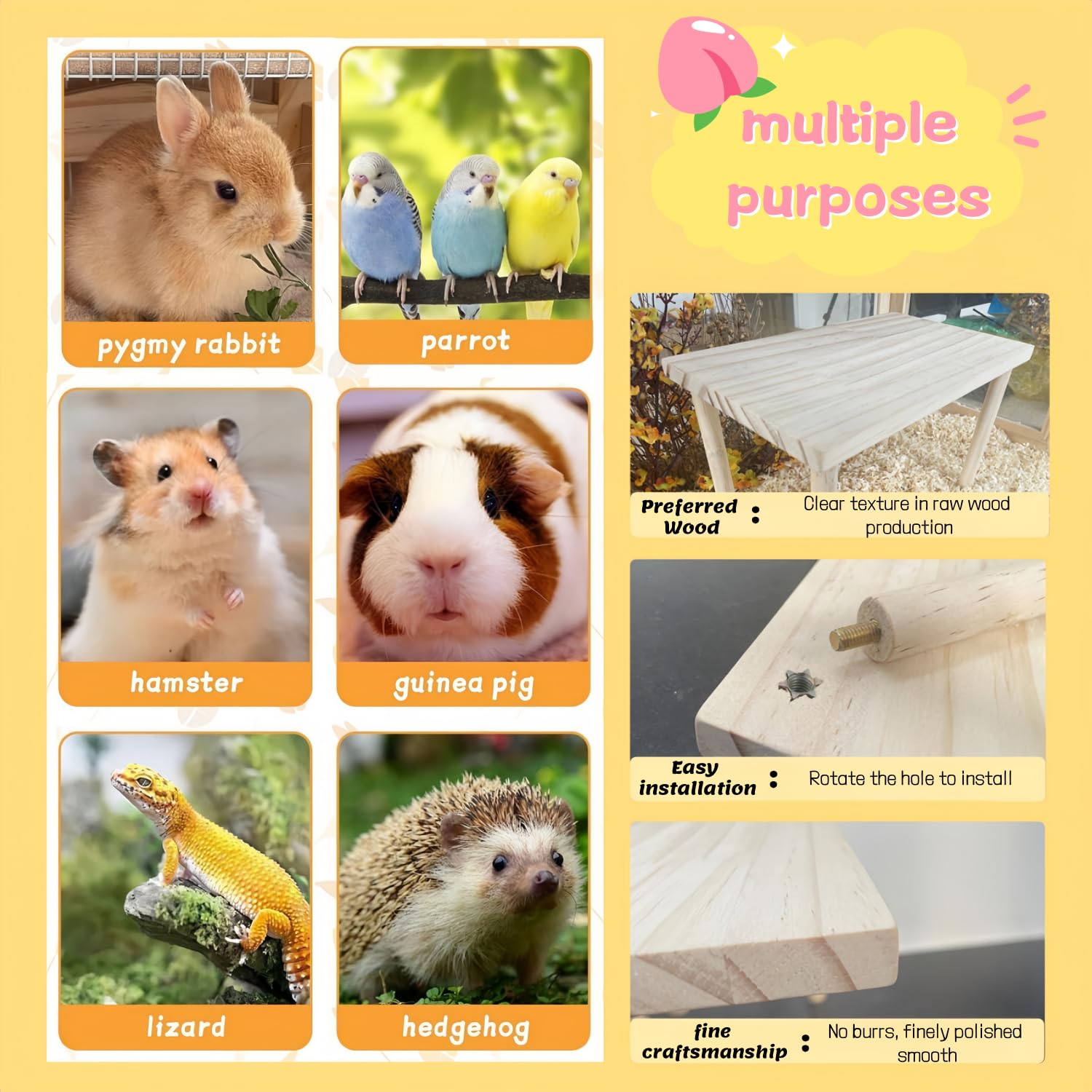 Hamster Platform,With Climbing Ladder,Hamster Wooden Platform Suitable for Pets to Play With A Gift for Hamsters - Image 4