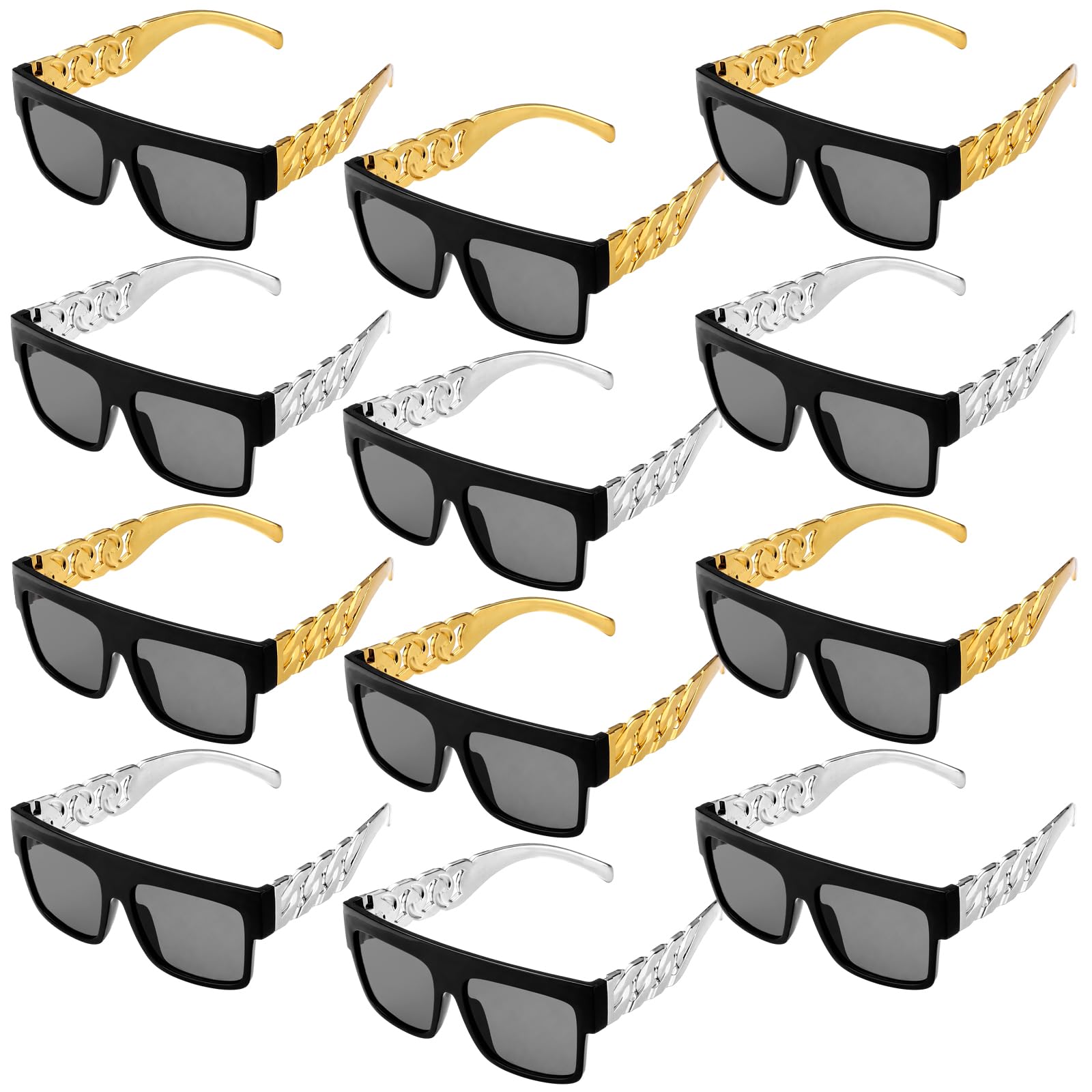 Bencailor 12 Pack Halloween Fashion Square Sunglasses for Women Men