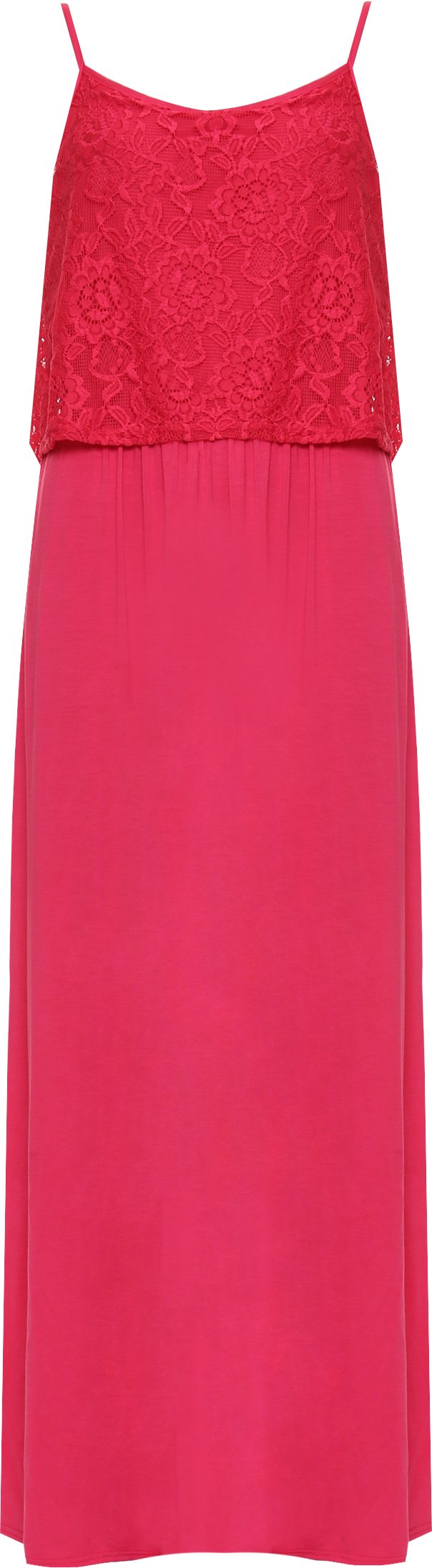Wearall Women's Cerise Plus Long Maxi Dress Strappy Sleeveless Floral Lace Stretch New - 26-28
