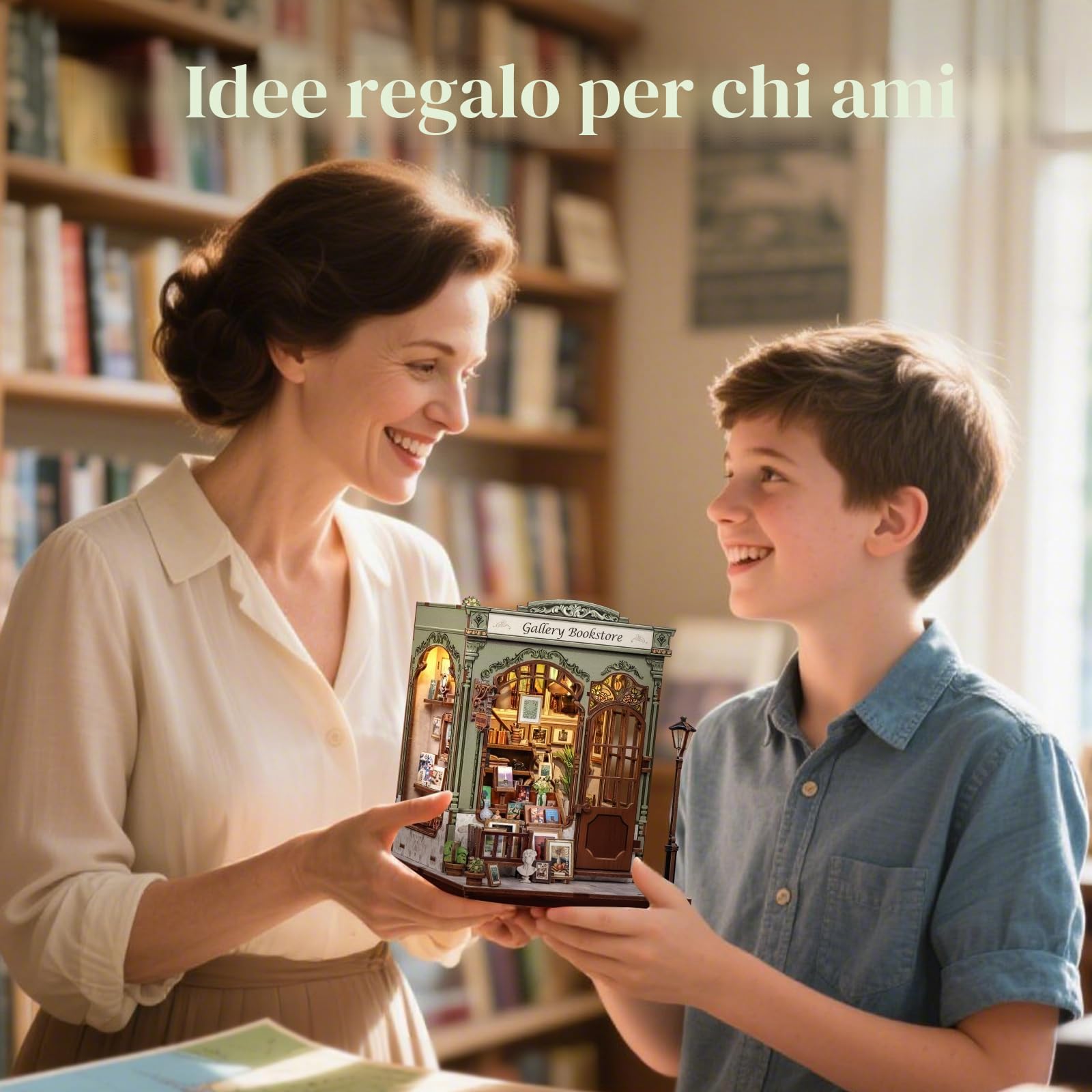 Fsolis Book Nook Kit fai da te – Kit di bricolage – Diorama in miniatura per libreria come scrivania e decorazione della stanza | Modello in legno 3D da costruire, regalo personalizzato per adulti e