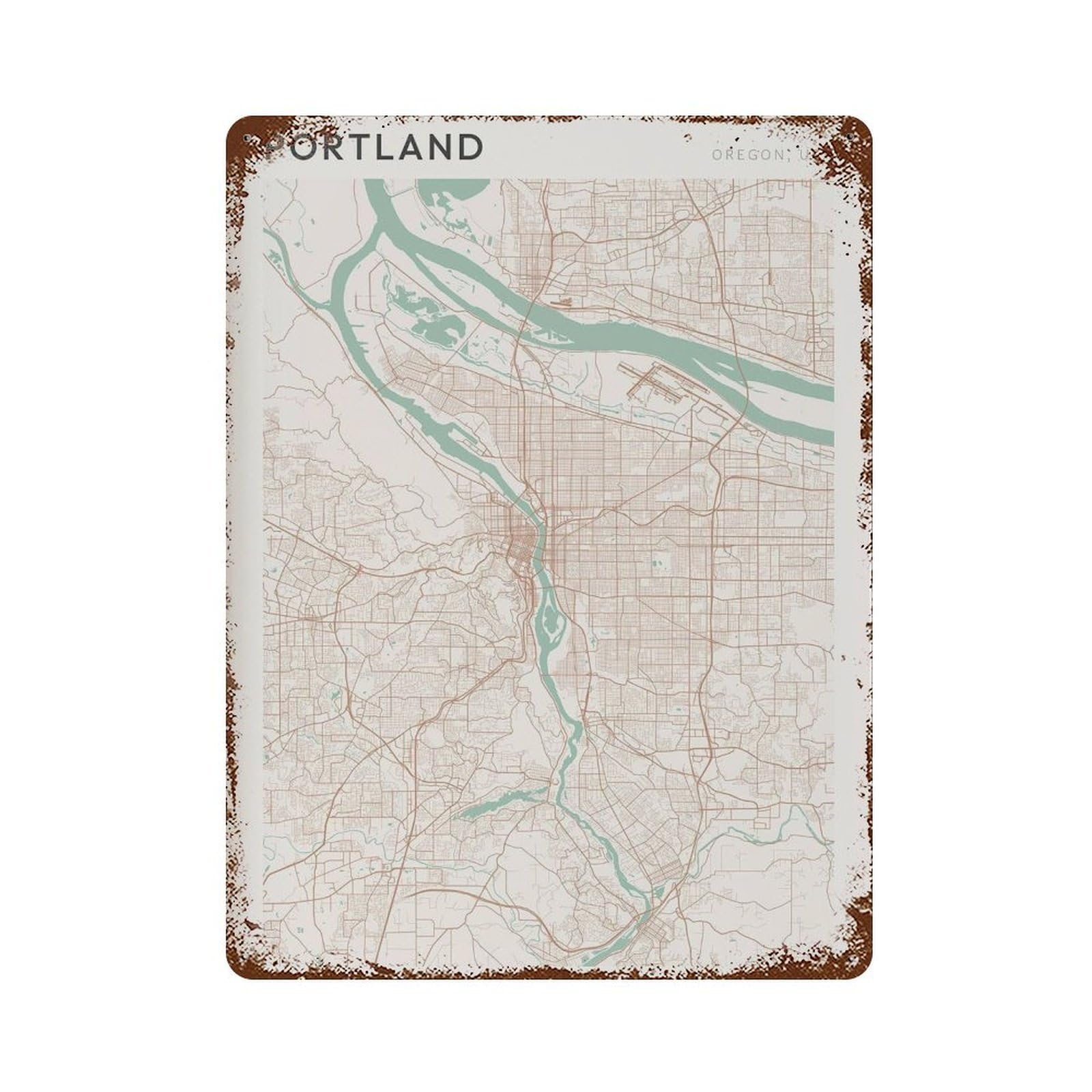 xiaoxiaoshen Portland Map Street Oregon Wall Decor Art Metal Tin Poster Modern Home Decor Art Home Bar Shop Decorations Vintage Sign 40x30cm