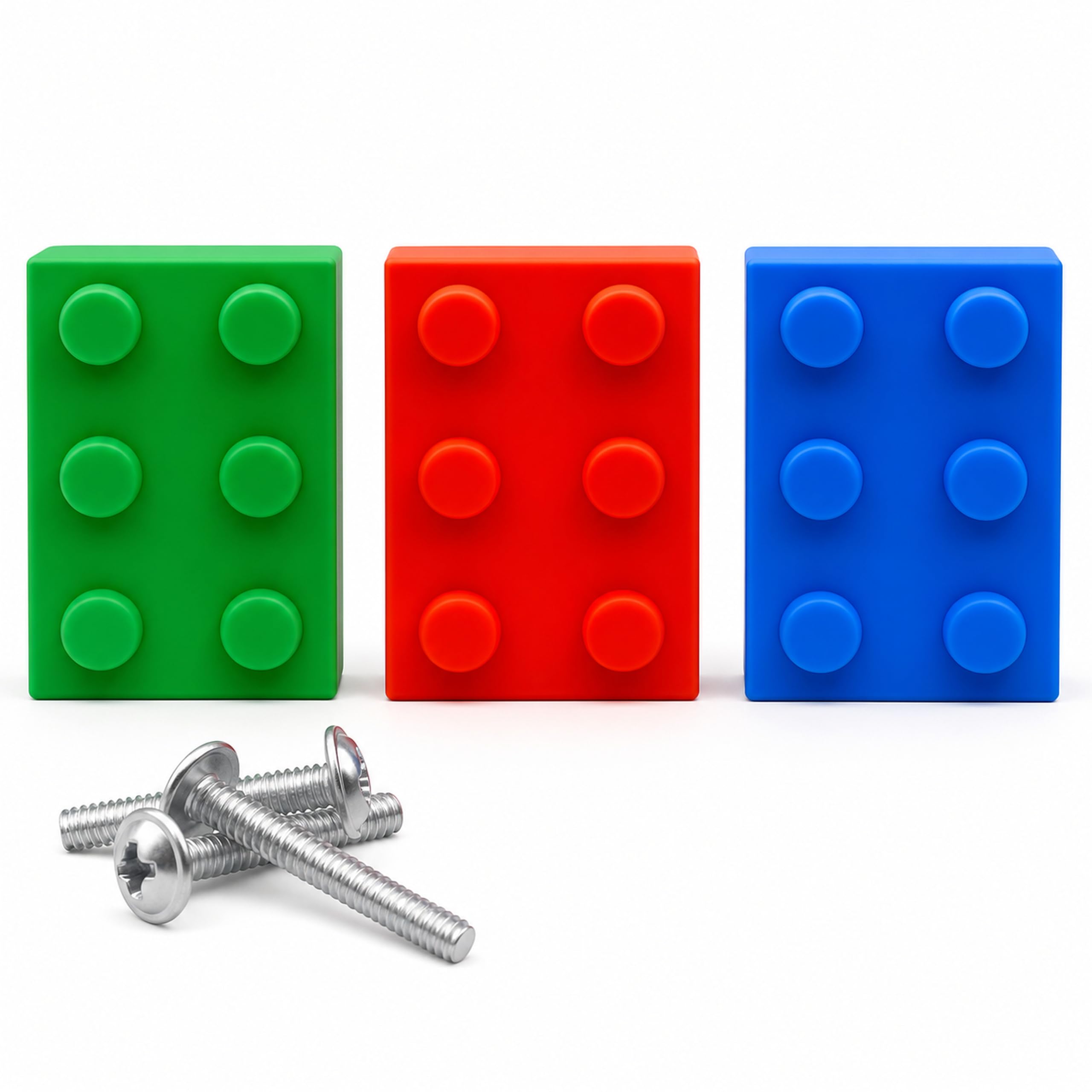 (3-Pack) Building Block Children’s Door Knobs – Colourful Brick-Style Handles for Wardrobes, Drawers & Cabinets – Fun Kids’ Bedroom Décor (Red-Green-Blue)