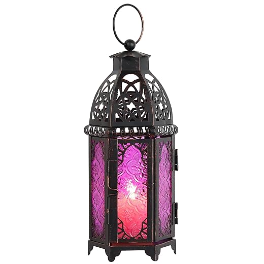 NEEDOMO Halloween Decorations,11'' Moroccan Lanterns Decorative Indoor & Outdoor, Vintage Christmas Candle Holder, Metal Lanterns Decorative, Table, Patio, Porch, Shelf, Christmas Spring Home Decor