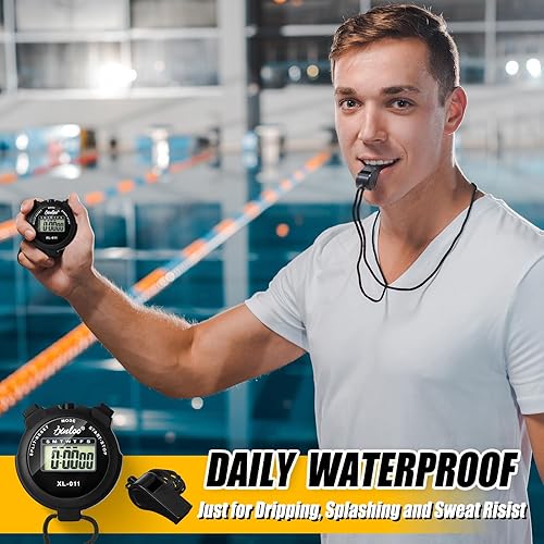 Miniatura 5 de 72 piezas cronómetro digital temporizador de plástico silbato a granel para entrenadores deportivos, árbitro, reloj impermeable con temporizador,