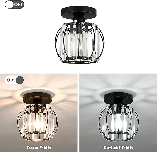 Miniatura 4 de Lámpara de techo semiempotrada Iluminación de cristal 1 luz ORB Mini lámpara de techo industrial con cristal para vestíbulo, pasillo, escalera,