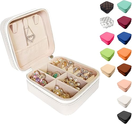 Joyero pequeño de viaje, mini joyero portátil de cuero, organizador de anillos, estuche organizador de anillos, cajas de regalo para niñas y