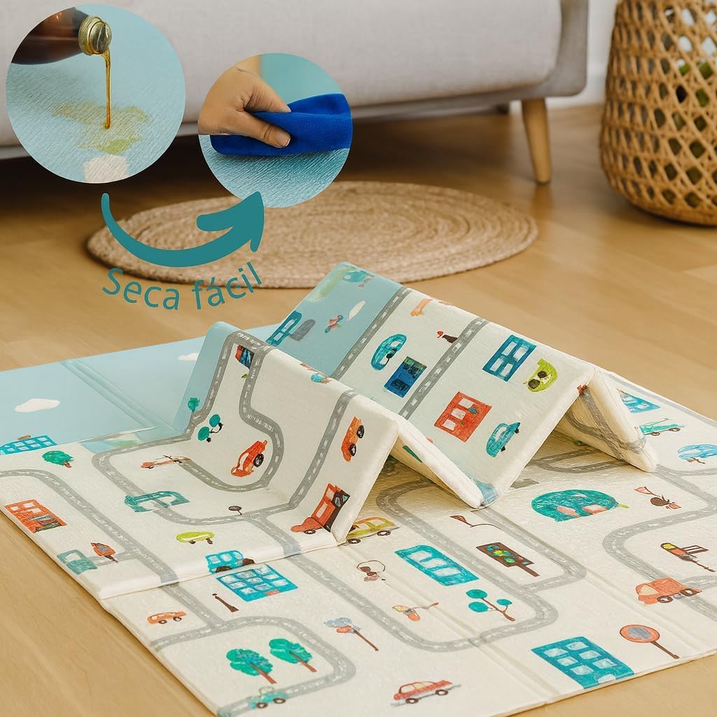 Tapete Tatame Infantil Dobrável 2x1,5m Emborrachado Dupla Face 6mm Antiderrapante Bebê Atividades Educativas Macio Impermeável Colorido Tapetinho Criança Reversível Leve com Bolsa (Pista) Tapete Tatame Infantil Dobrável 2x1,5m Emborrachado Dupla Face 6mm Antiderrapante Bebê Atividades Educativas Macio Impermeável Colorido Tapetinho Criança Reversível Leve com Bolsa (Pista)