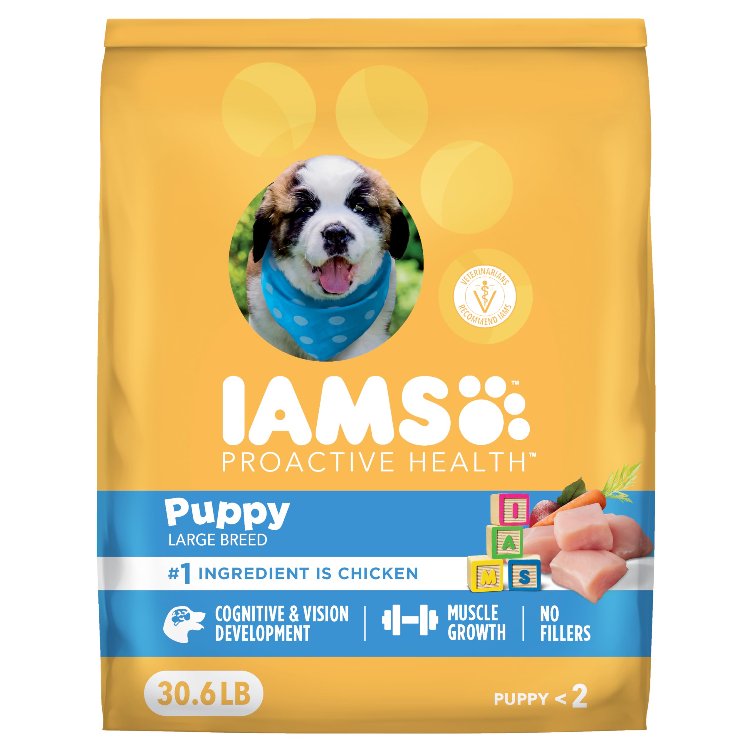 IAMS Proactive Health Large Breed Puppy Food with Real Chicken, 30.6 lb. Bag