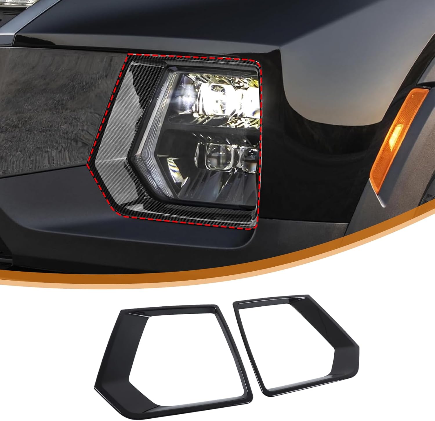 Lcojicep Car Front Fog Light Lamp Cover Trim Compatible with Hyundai Santa Cruz 2022-2024,Front Fog Lights Cover Front Bumper Lamp Frame Protection Cover Decorative Accessories (Carbon Fiber)