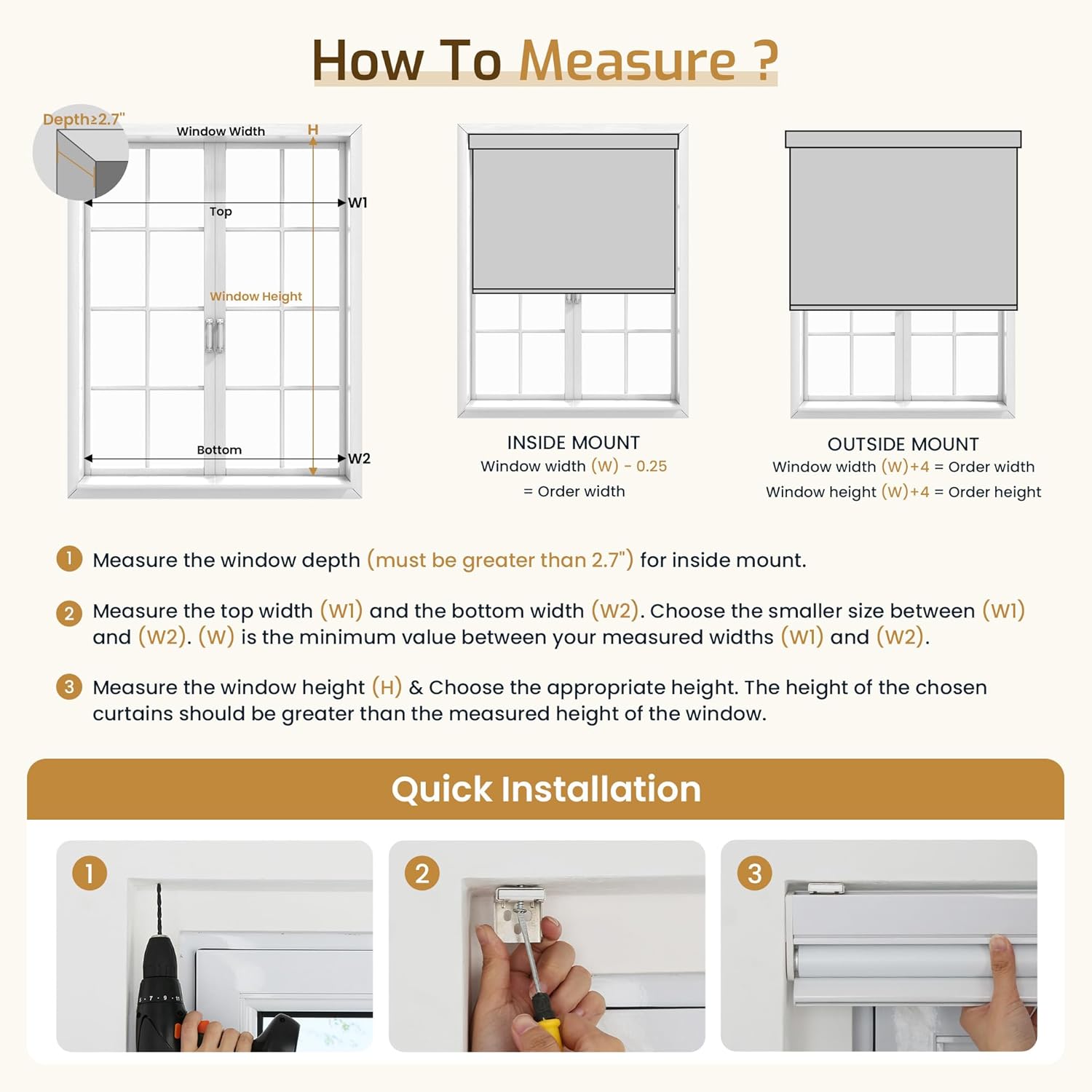 Grandekor Motorized Roller Shade with Remote Control,Motorized Blinds 100% Blackout Electric Shades, Cordless Window Blinds Shades for Bedroom Living Room Office,White,W46 xH72