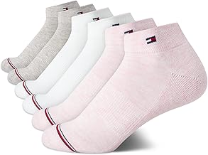 Tommy Hilfiger Mujeres 6 Paquete Bandera Deporte Almohadilla Corta Calcetines de Tripulación