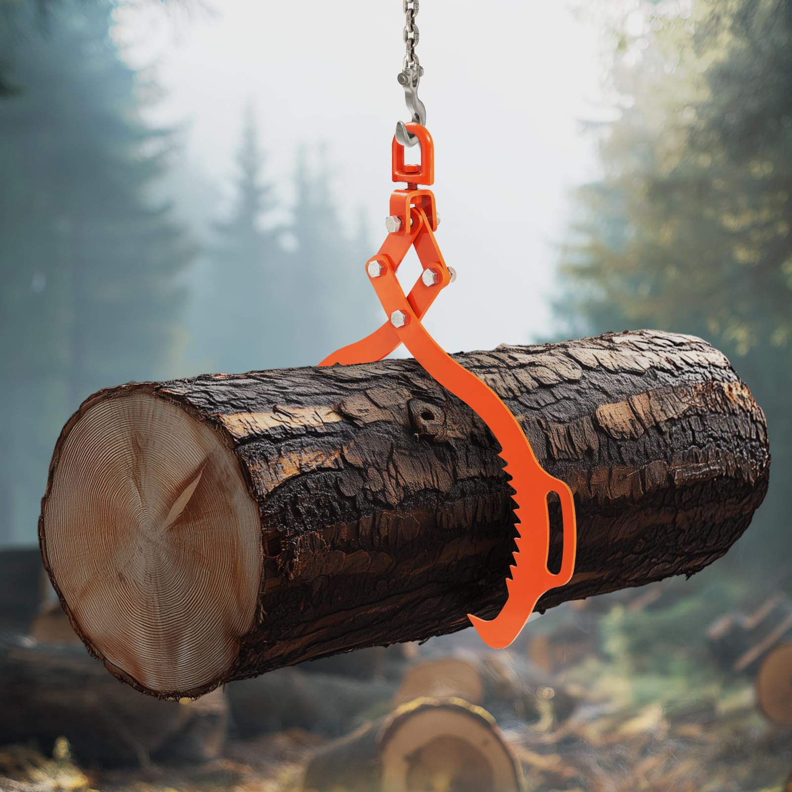 Profi Forstzange, 609-710 mm Holzgreifer mit 2 Klauen, Holzzange aus Stahl, 500 kg Tragfähigkeit, drehbare Schleppzange, Eagle-Claw-Design, Hebezange für LKWs, Traktoren, Gabelstapler