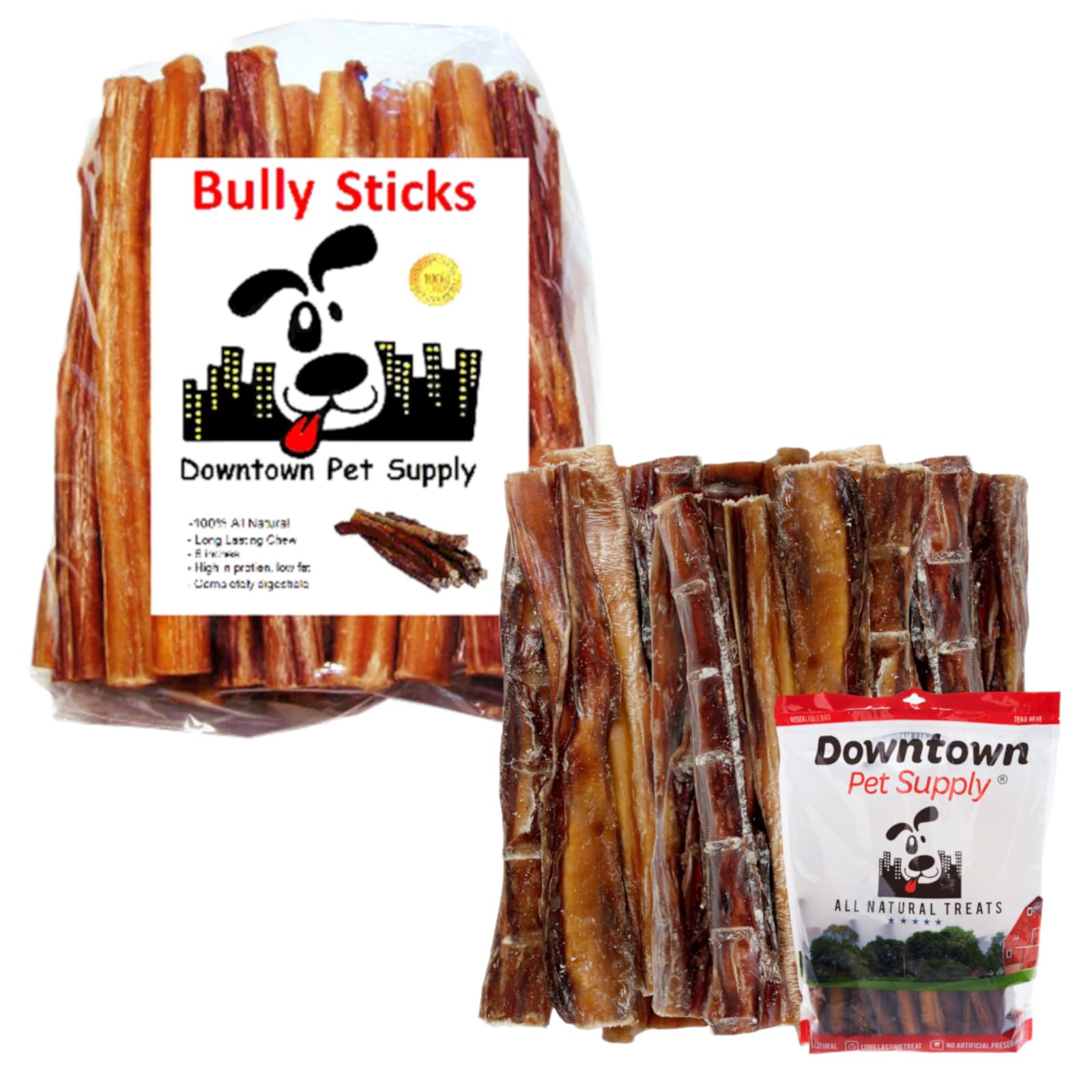Downtown Pet Supply Bully Stick Variety Pack - 6 48-Pack 6 10-Pack Regular