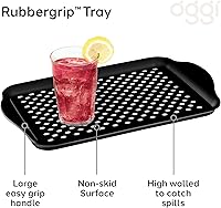 Vista 2 de Oggi Oggi - Bandeja antideslizante para servir con asas, bandeja rectangular negra, ideal para comer, desayuno, alimentos, bandeja de aperitivos