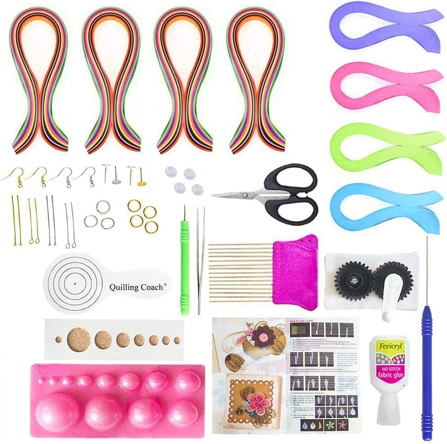 BestUBuy Paper Quilling Jewellery Making Kit, Multicolour, 25 Piece