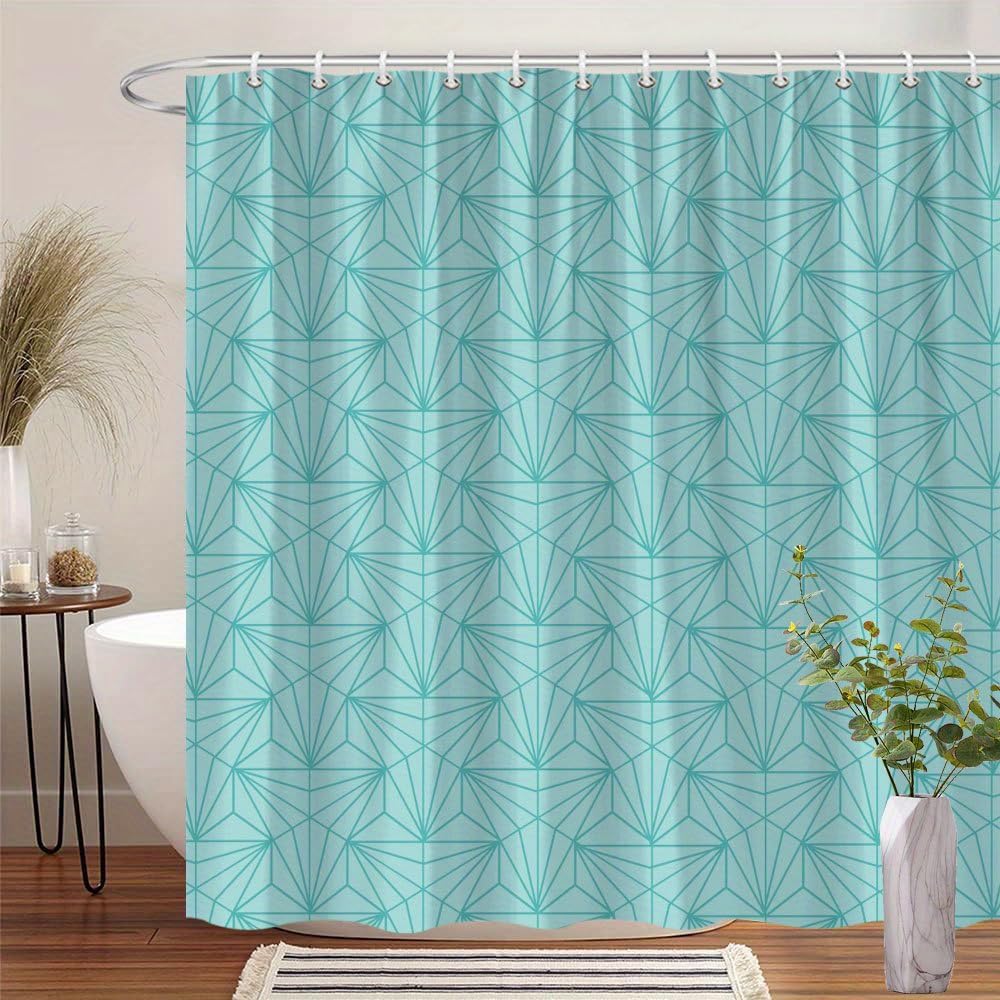 Rideau de douche turquoise étoiles 210x220cm en polyester imperméable pour salle de bain