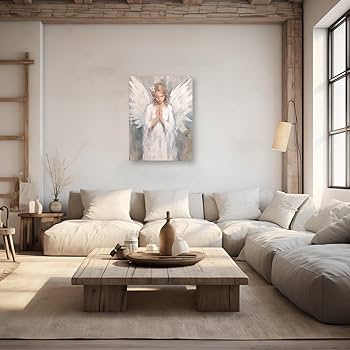 ベルリンの風の天使　油絵キャンパスの壁飾り Amazon.co.jp: ZQQART エンジェルキャンバスウォールアート 天使