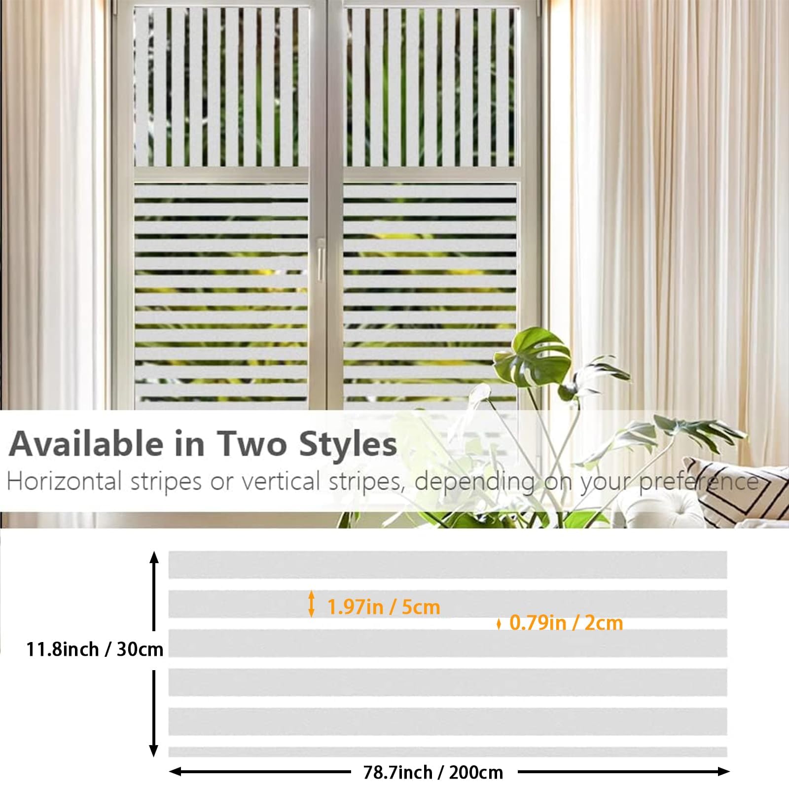 Window Privacy Film,Decorative Window Film,Non-Adhesive Frosted Glass Window Film Sun Blocking Window Film UV Protection For Home Office