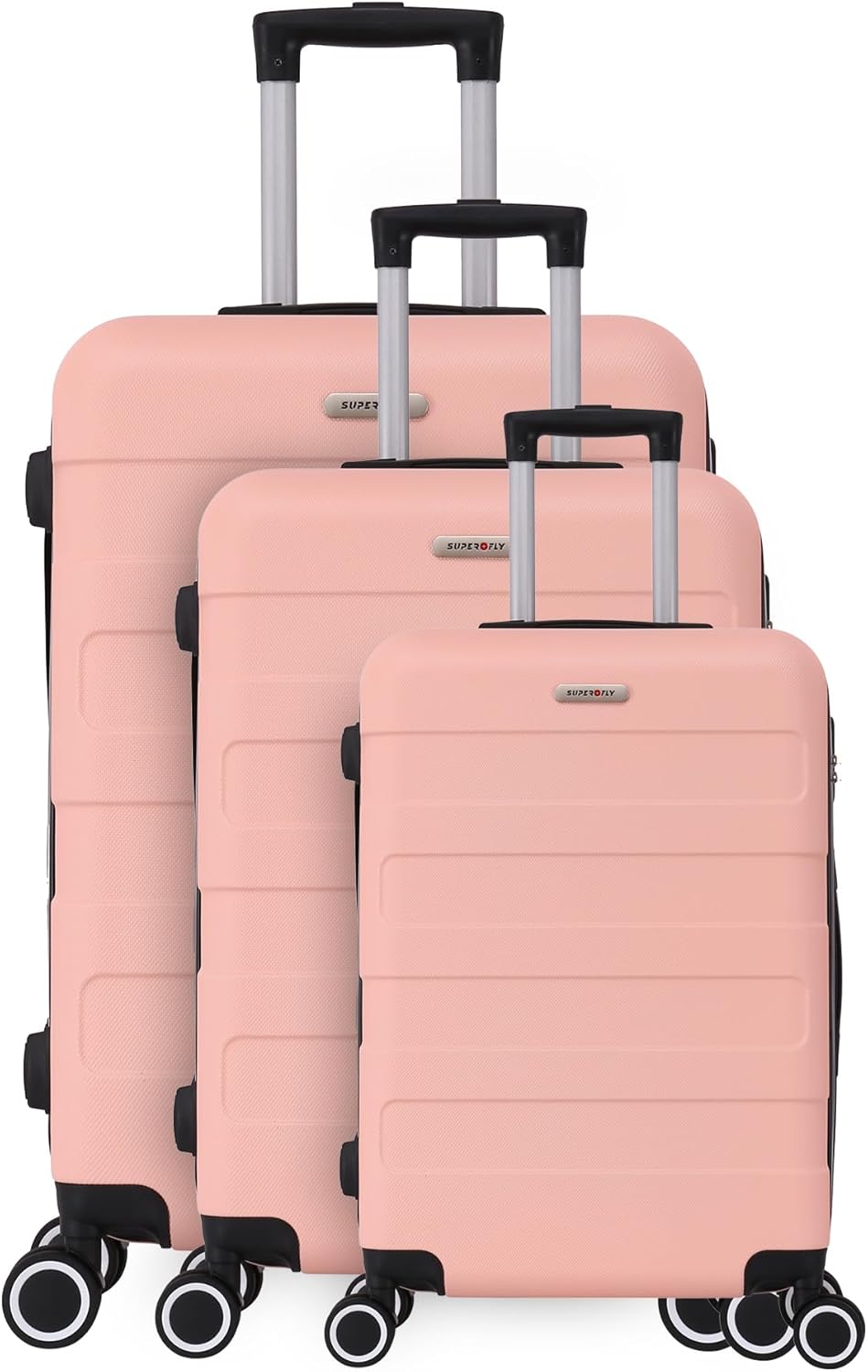 TROLLEY ADC Set of 3 Rigid Suitcases, Salmon Pink – Tropic Collection, Luggage Set