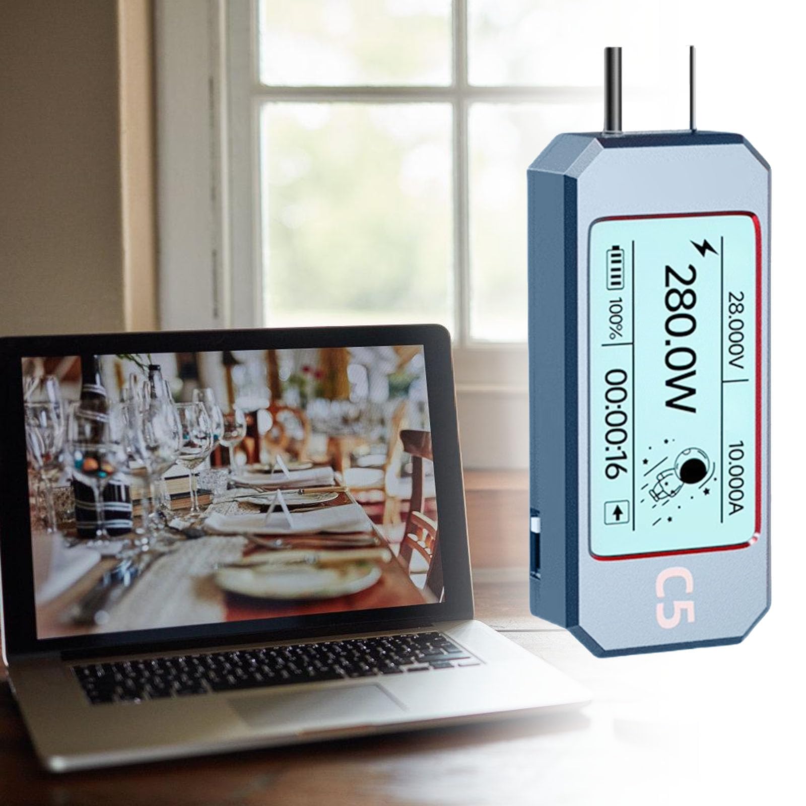 Multímetro digital de alta precisión USB C 3.1 DC48V para medición de voltajes y corriente con pantalla
