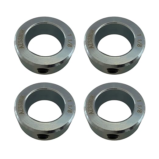 AZSSMUK Shaft Collars 1-1/8" Bore Solid Steel Style Zinc Plated Set Screw 4 Pieces