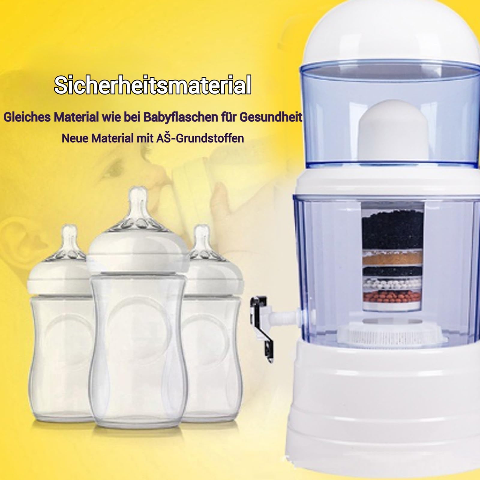 Dzbanek na wodę mineralną z ceramicznym systemem filtracyjnym 3,2 l – wielowarstwowy filtr wody do domu, podróży i na kemping – idealny do ochrony przed katastrofami, do szkoły i biura (16 l)