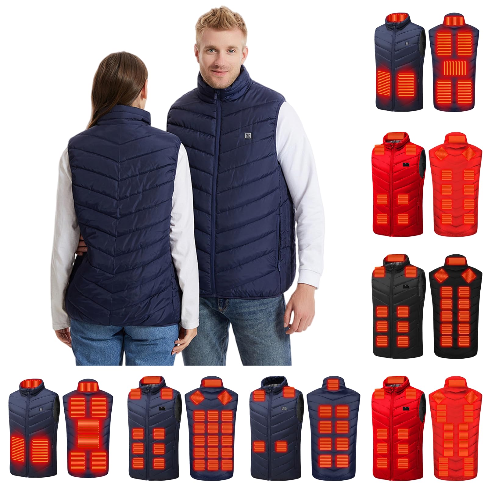 Heated Vest Women and Men USB Rechargeable Heated Vests Stand Collar Packable down Puffer Heating Vest Outerwear