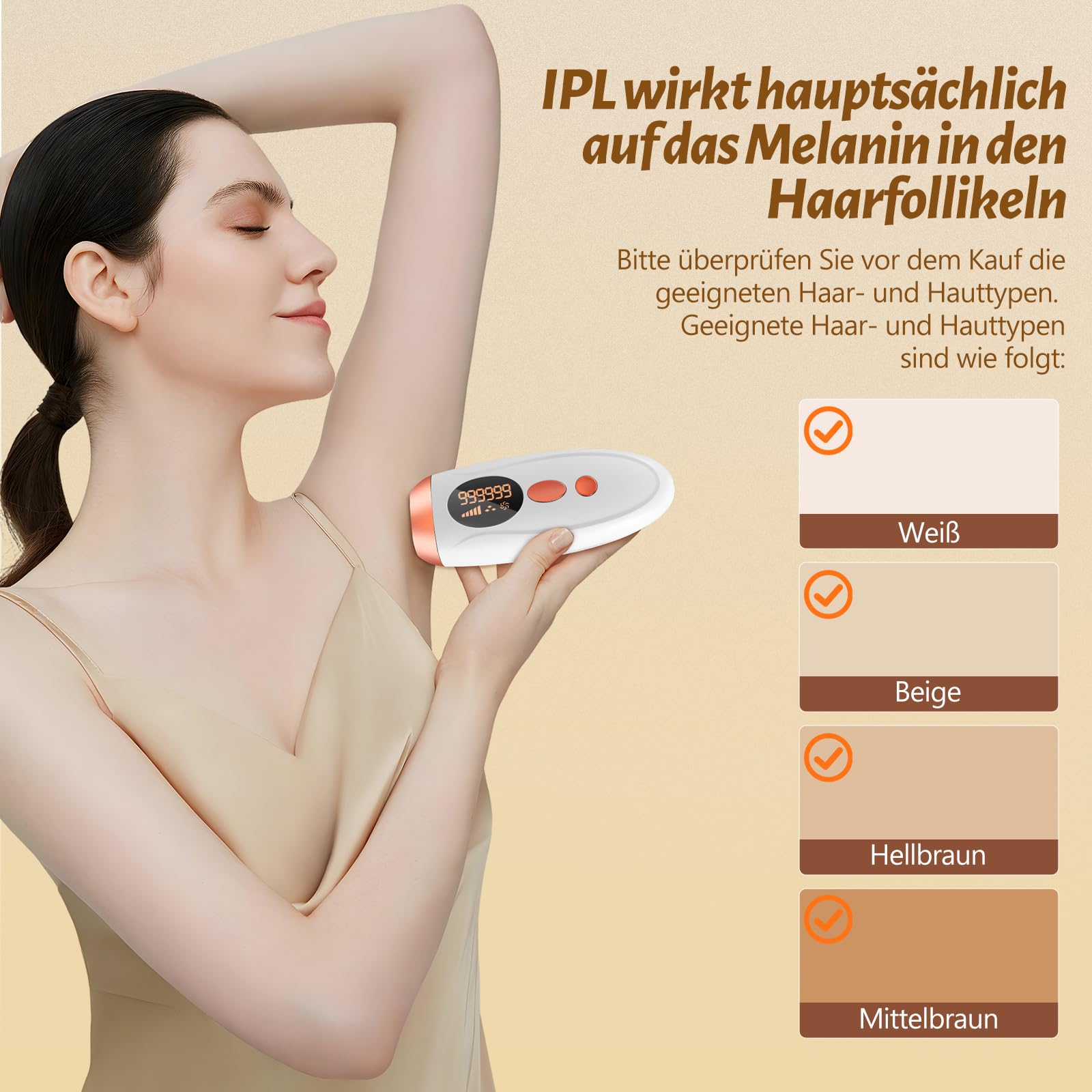 IPL Depilazione - Depilazione indolore e permanente con luce pulsata intensa (IPL) per viso e corpo, ideale per uso domestico, bianco