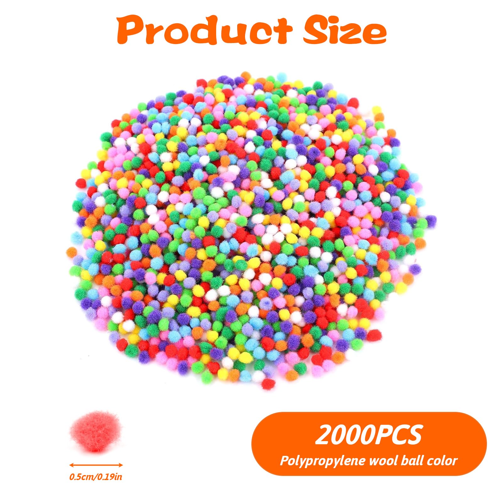 1000pcs Mini Pompoms for Crafts, 10mm Small