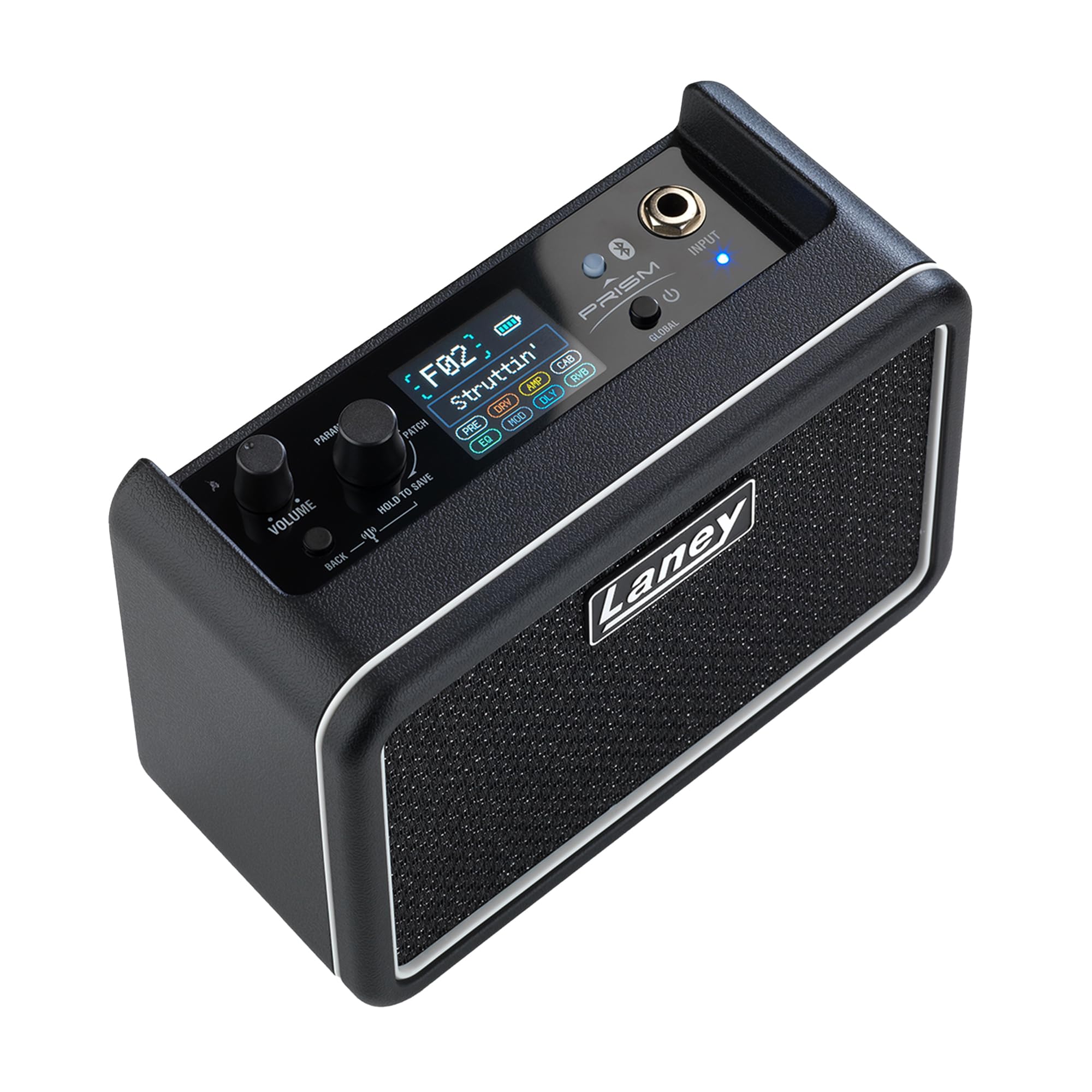 Laney PRISM MINI Tragbarer Smart-Gitarrenverstärker, App-gesteuerter Übungsverstärker mit 100 Presets, 17 Amp-Modellen, 32 Effekten, integriertem Tuner, Drum Machine, 14 Stunden Akkulaufzeit – Schwarz