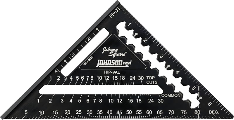 Level & Tool 1904-0700 Johnny Square Professional Easy-Read Aluminum Rafter Square, 7", Black, 1 Square