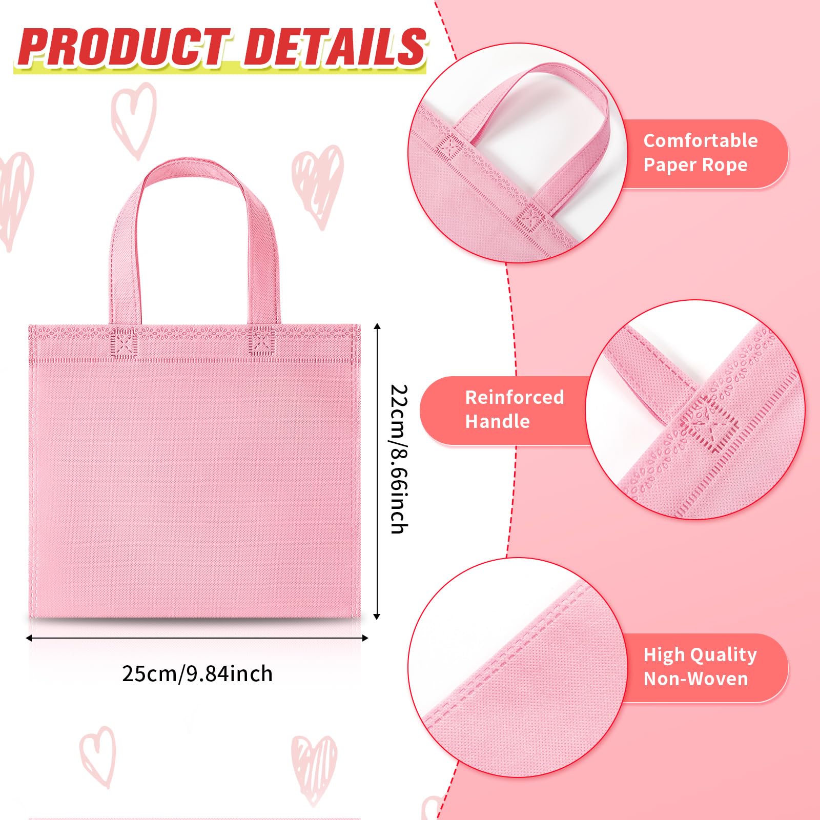 Sunnymove 18 Pcs Pastel Gift Bags Bulk with Handles, Small Non Woven Reusable Party Favor Bags, Treat Goodie Totes for Birthday, Baby Shower, Wedding, Bridal Shower, Graduation Supply